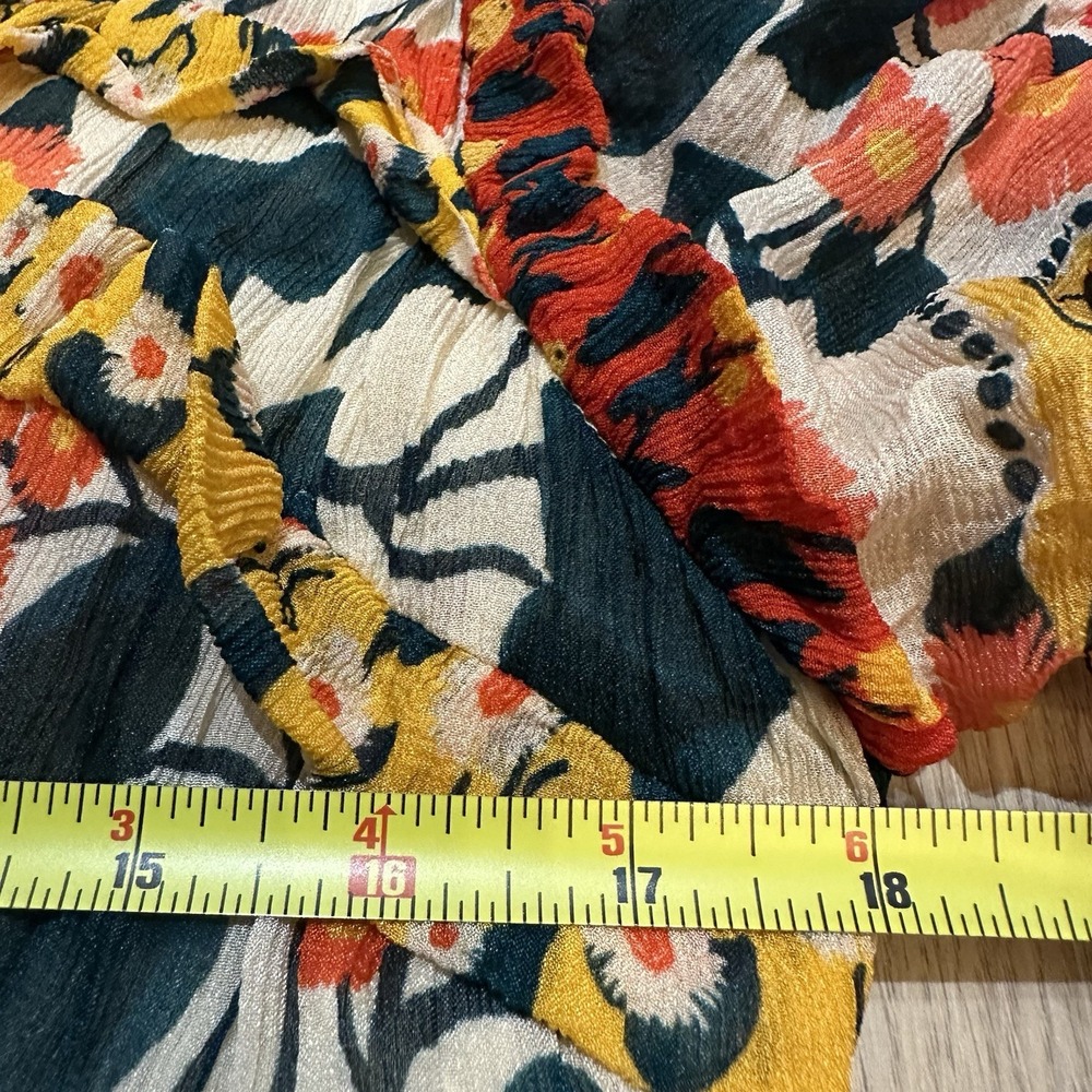 Farm Rio x Anthropologie Puff-Sleeve Fitted Mini Dress. Size L EUC Boho Colorful - Picture 8 of 11